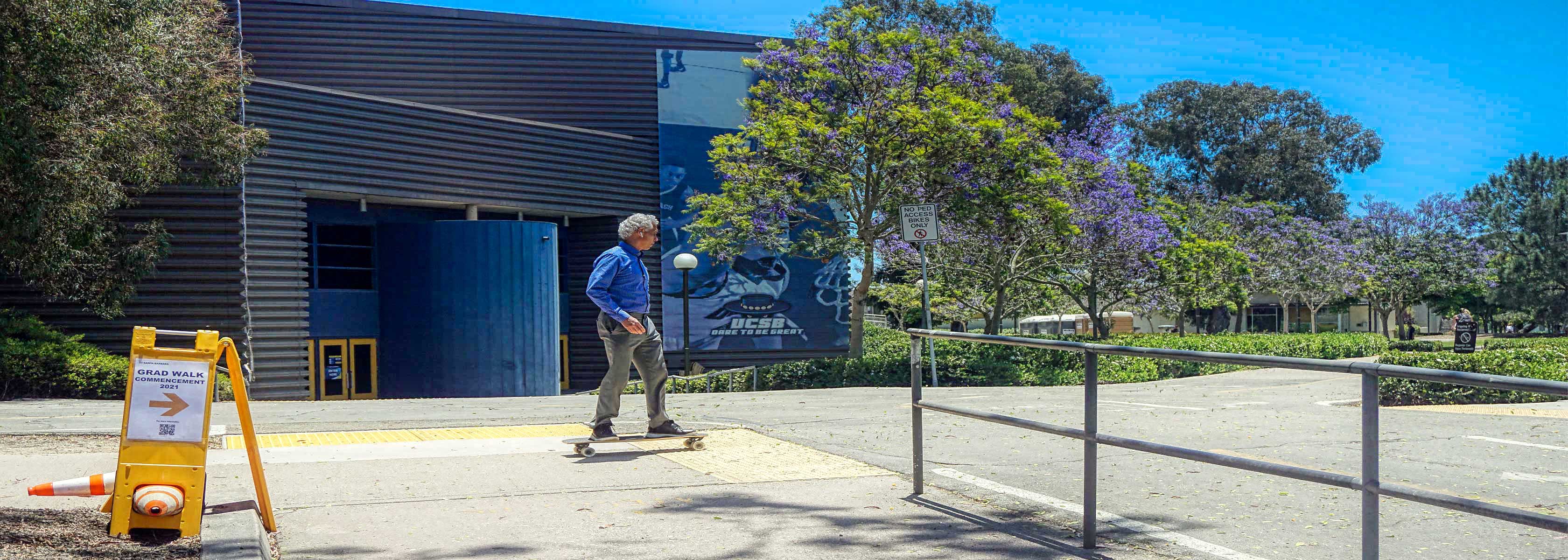 Skateboarding on campus